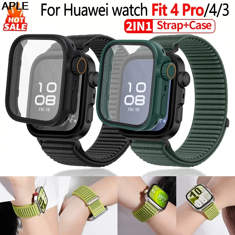 Official Nylon Band+case for Huawei Watch Fit 4 pro strap Smartwatch Accessories Bracelet for correa Huawei Watch fit 3 4 Straps
