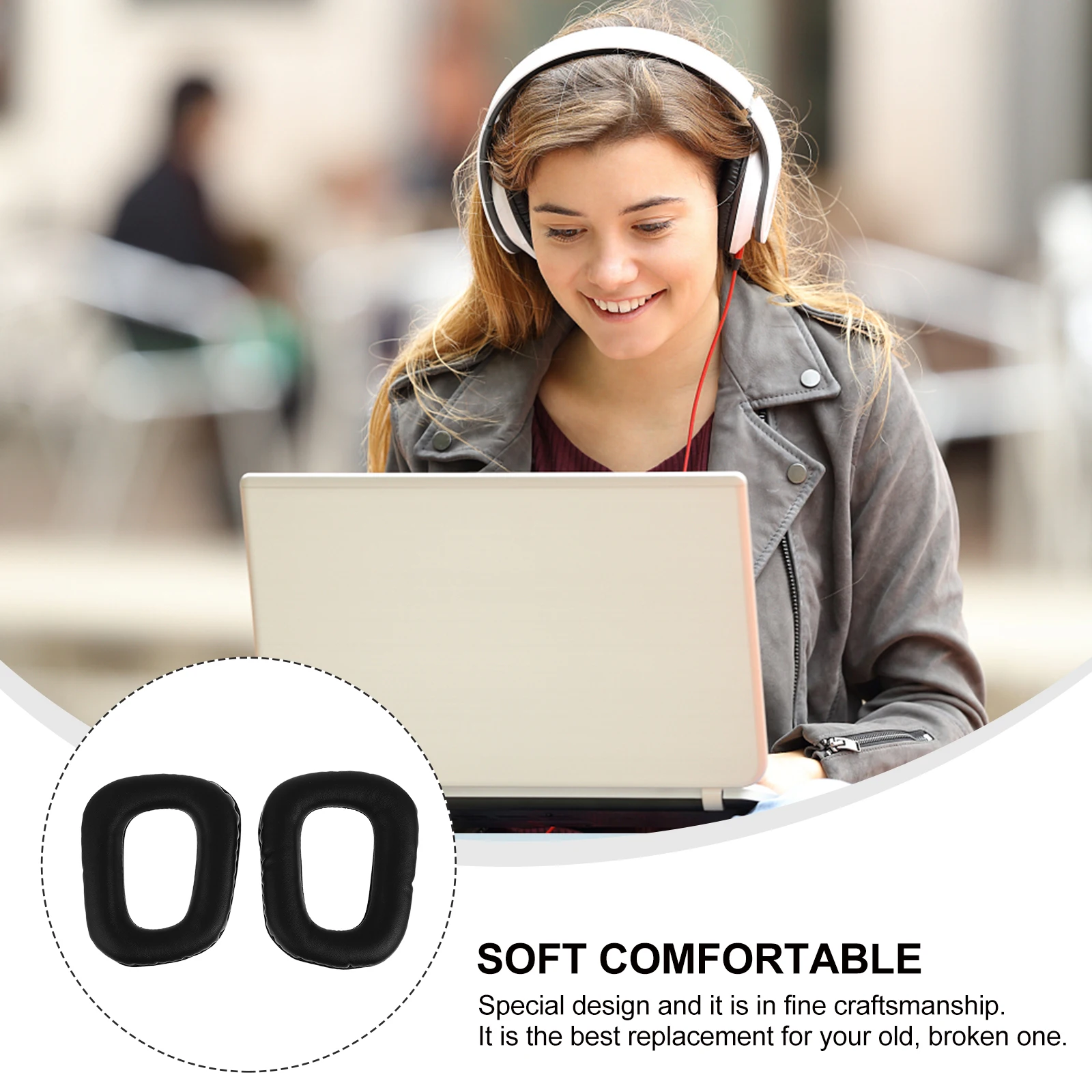 

2Pcs Ear Pad Cushion Replacement Soft Protein Memory Foam Comfortable Compatible for G35 G930 G430 Headphones