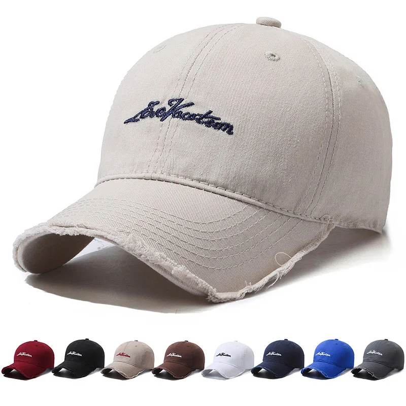 

Distressed Letter Baseball Cap Cap For Women Soft Top Wide Brim Versatile Dad Hat Outdoor American Style Face Slimming Hat