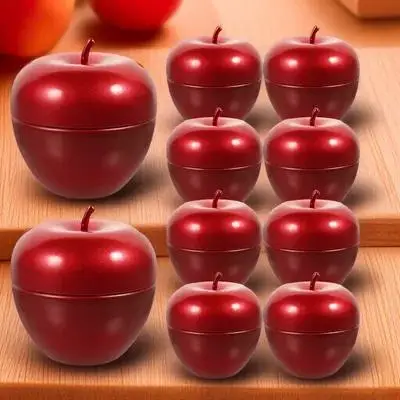 

10pcs Apple Design Tinplate Storage Canister Durable Household Tea Jar For Dry Food Grains Cereal Beans Nuts Tea Leaves