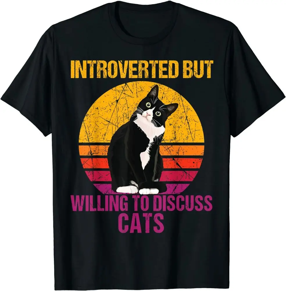 Introverted But Willing To Discuss Cats T-Shirt Men Women Summer Tees Cotton Luxury brand vintage oversized