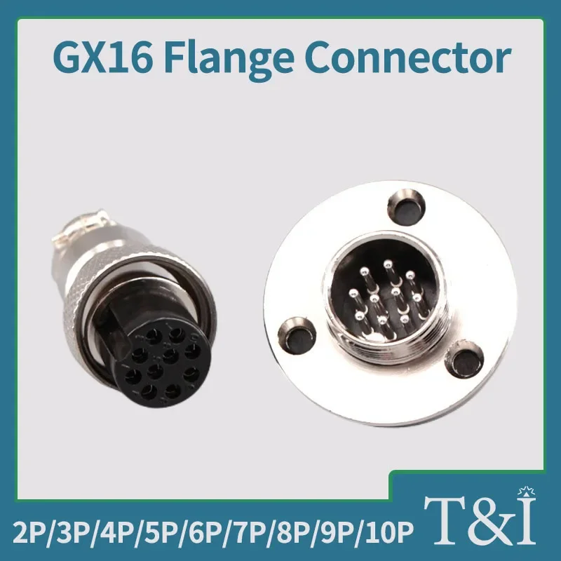 

5/10 Sets GX16 Flange Seat Fixing Circular Aviation Socket Plug Panel Connector 2/3/4/5/6/7/8/9/10 Pin Male&Femal Column