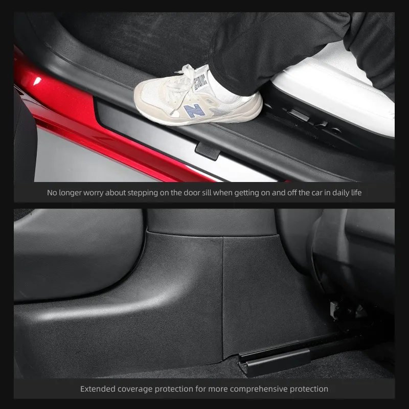 Door Sill Strip Guard & Car Threshold Protector Central Control Anti-kick Pad for Tesla Model 3 Highland 2024-2026 Fit LHD