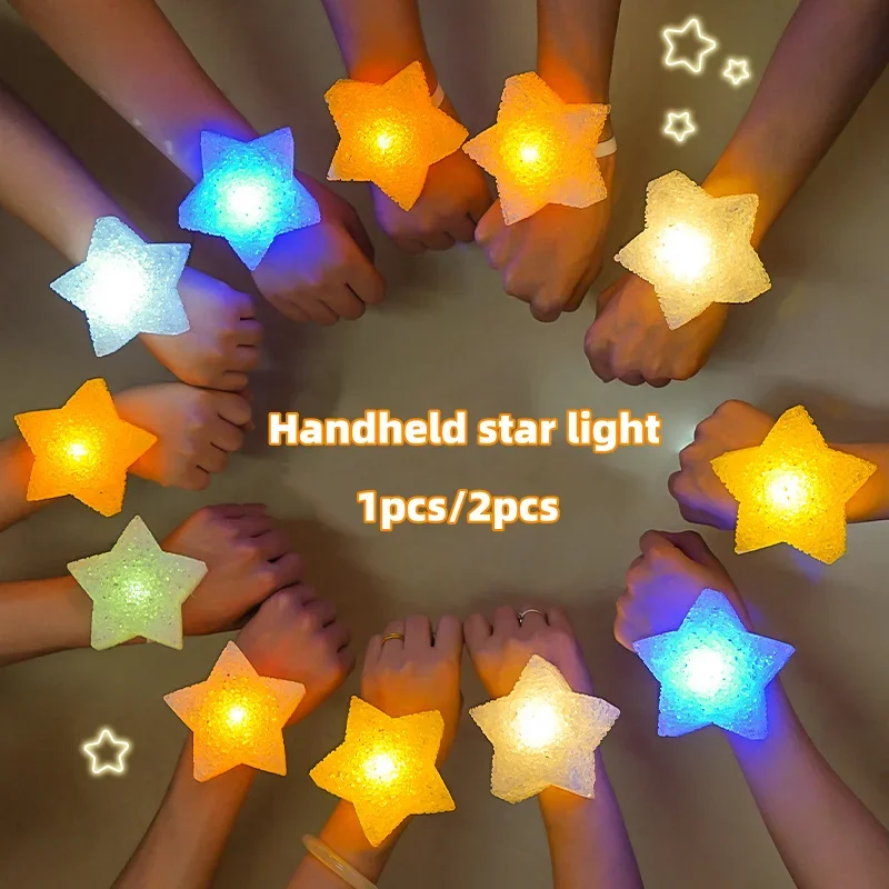 Star Handheld LED Light Cute  Acrylic Star Shaped Night Light  Anti-slip Band Light Lamp for Dance Performance Stage Photo Prop