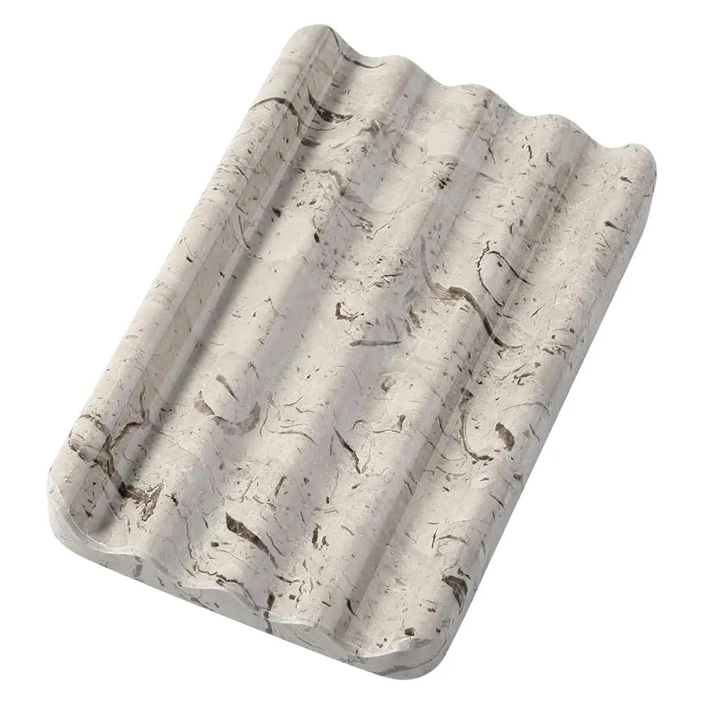 

Мыльница из натурального серого мрамора для душа, каменная подставка для мыла для ванной, серый держатель для кускового мыла для раковины, мыльница с полосатыми пазами