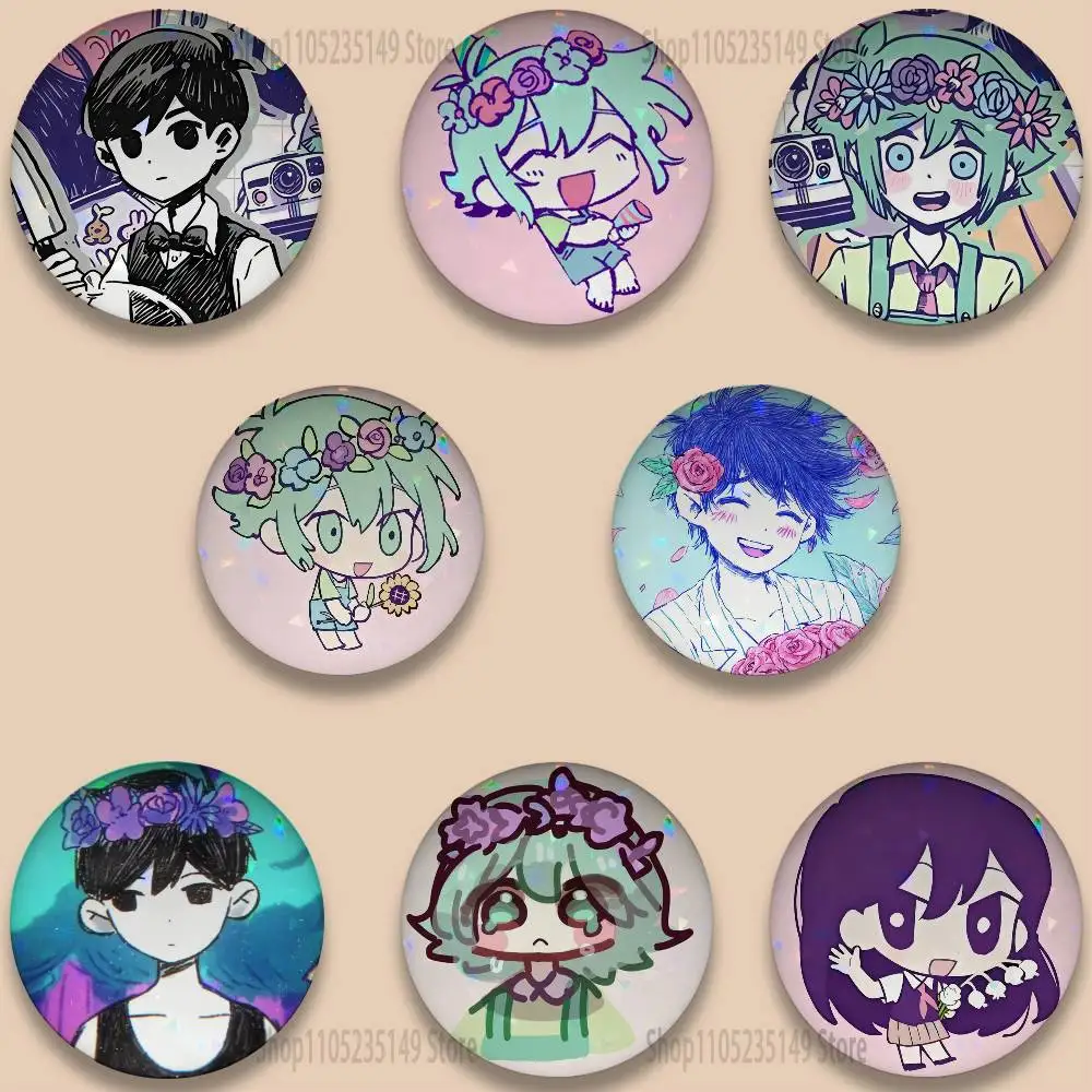 

O-Omori Game 58mm Tinplate Coin Badges Personalized Handmade Round Brooches Photo Text Graphic Pins Accessory Gift for Friend