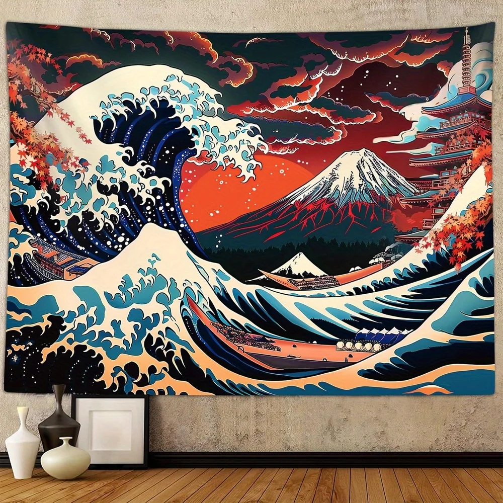 The Great Wave Tapestry: Classic, Vibrant, and Stunningly Detailed Wall Art for a Traditional Decor Statement