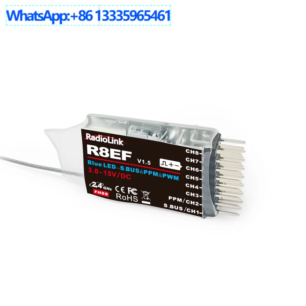 

Приемник Ledi R8EF V1.6, восемь каналов, дальность действия 2000 метров, PWM, PPM и SBUS