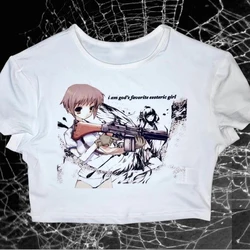 2000s Top Streetwear Goth Short Sleeve Y2K Vintage Clothes Aesthetic Kawaii Comic Print Baby Tees Summer E-girl Slim Crop Tops