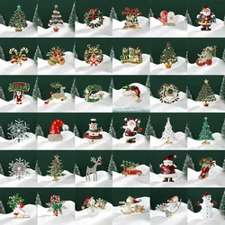 Classic Rhinestones Christmas Brooches for Women Unisex Enamels Pins Banquets Party Backpack New Years Gifts Jewelry Accessories