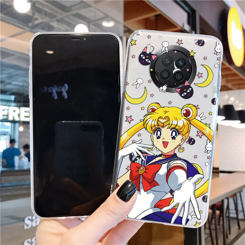 Caixa de telefone de silicone transparente para huawei nova 8i honra 50 lite, marinheiros, coelho, meninas bonitos, gato, desenhos animados