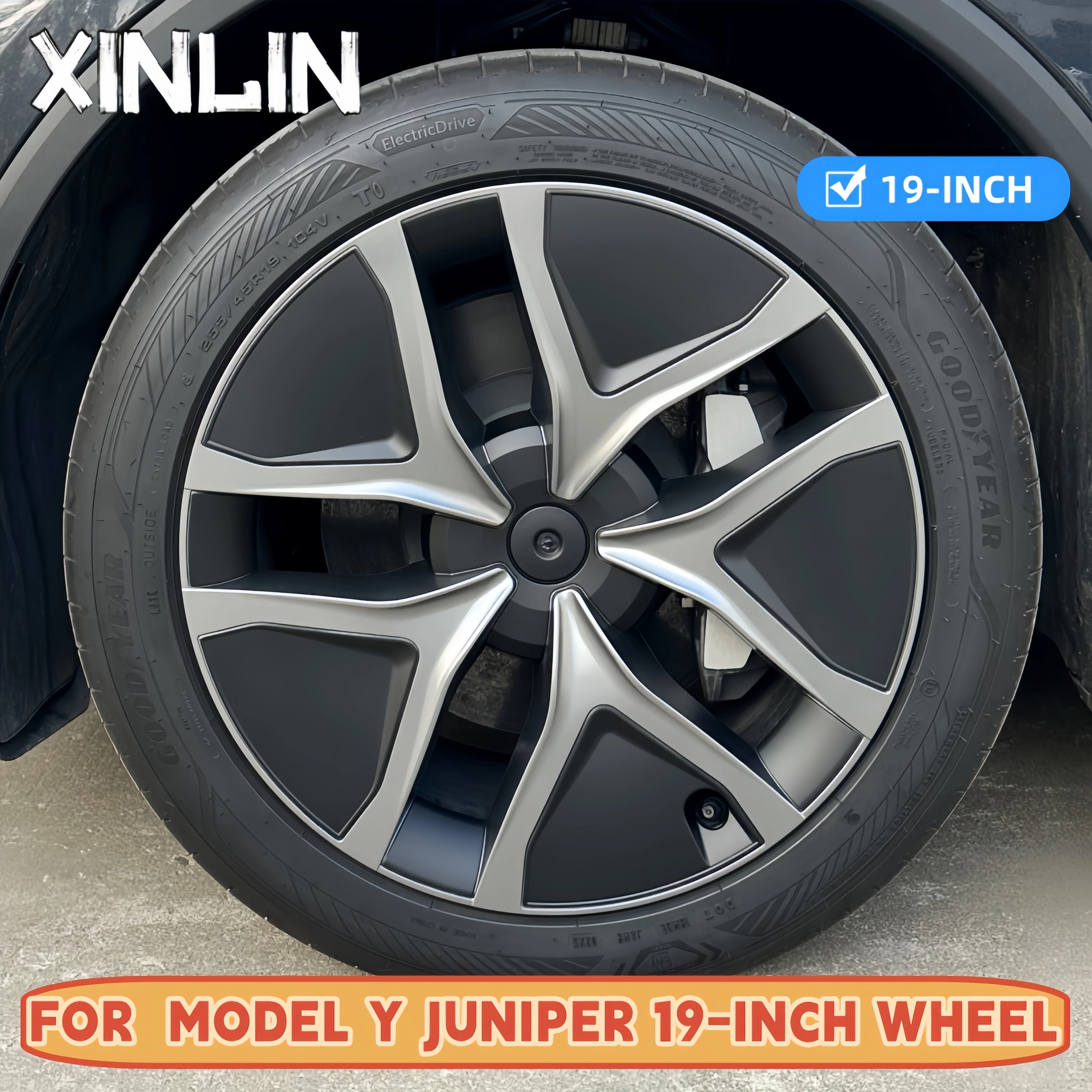 

4PCS For Tesla Model Y Juniper 19 Inch Full Rim Wheel Hub Caps - Automobile Performance Replacement Accessory Hubcaps