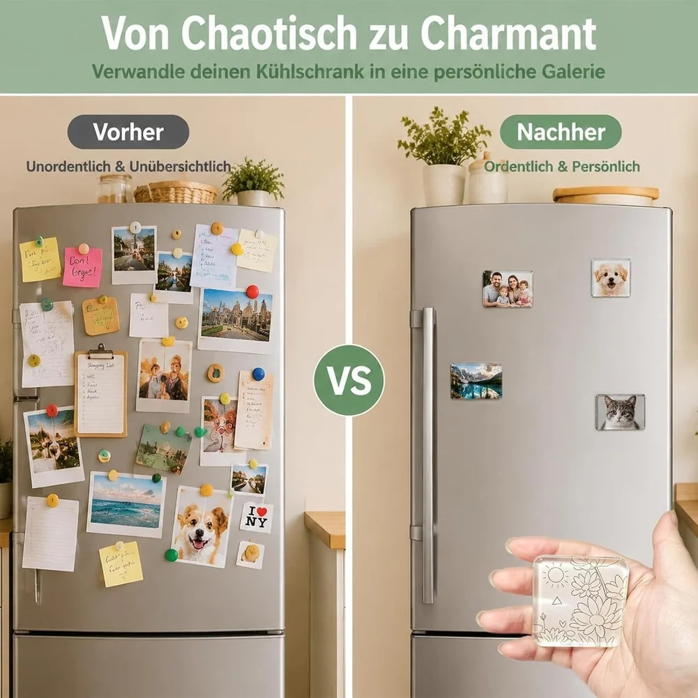 25Pcs Clear For Acrylic Photo Frame Magnets 15 Square 10 Rectangle DIY Sticker For Refrigerator Home Decoration Kitchen