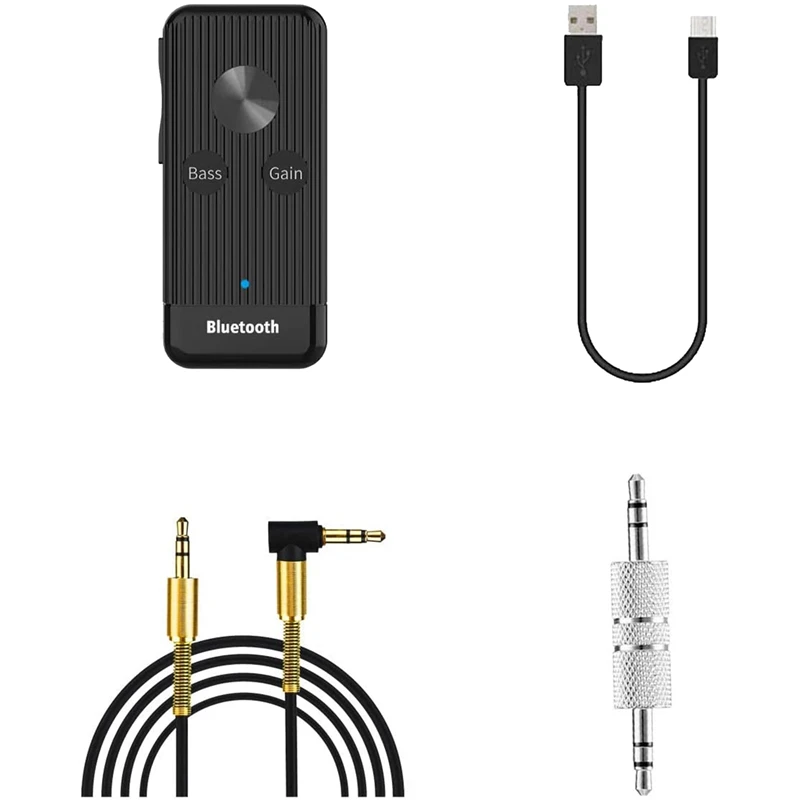 Receptor Bluetooth 5,0 para coche, modo de cancelación de ruido y bajos, micrófono incorporado, llamadas con manos libres