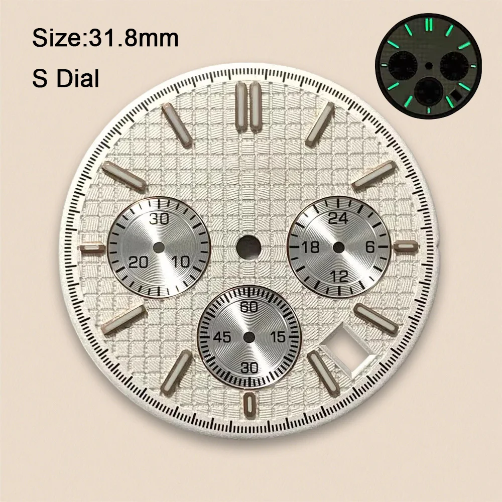 31.8mm S Logo Dial Suitable For VK63 Quartz Movement Green Luminous Oak Dial Watch Modification Accessories - view 3
