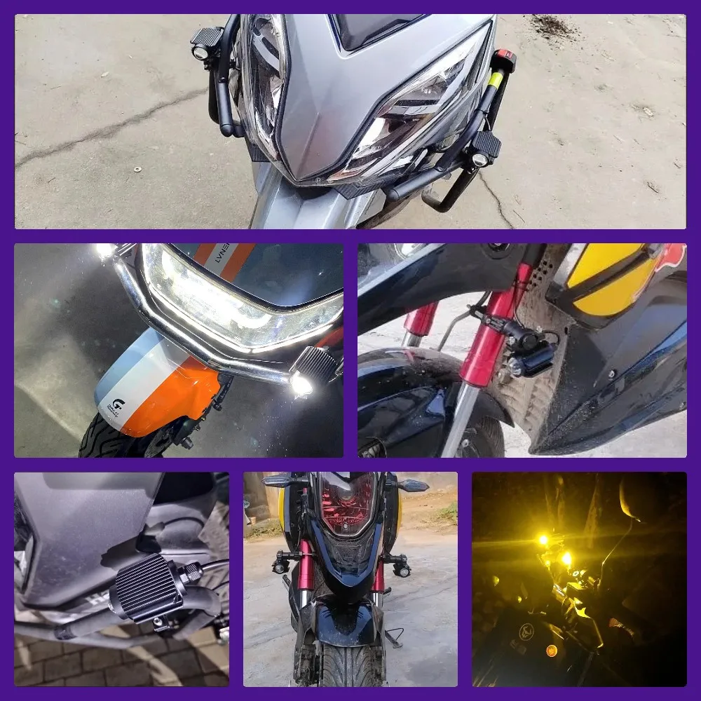 12V Additional Led Headlights For Motorcycle Fog Lights Lamp Auxiliary Spotlights Lense High/Low/Strobe Long Range Front Lights