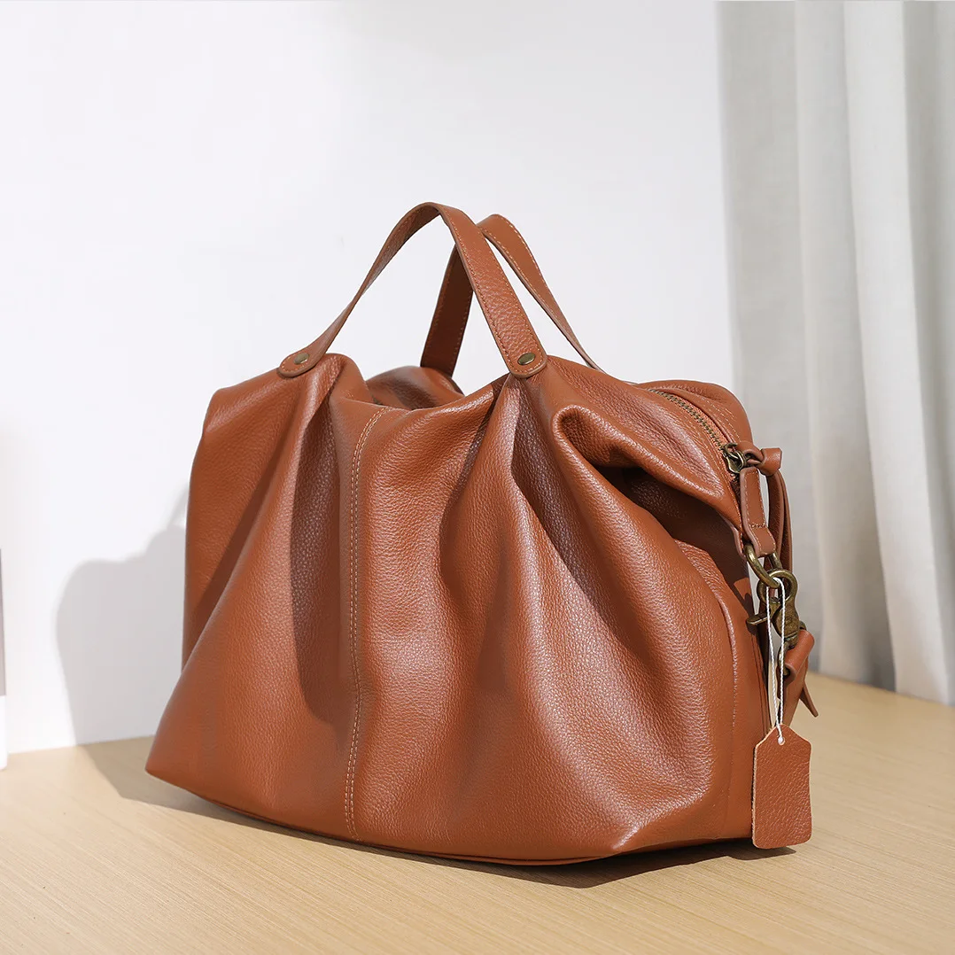 Leather Large Capacity Single Shoulder Crossbody Personality Soft Leather Imported Layer Cowhide Purses And Handbags