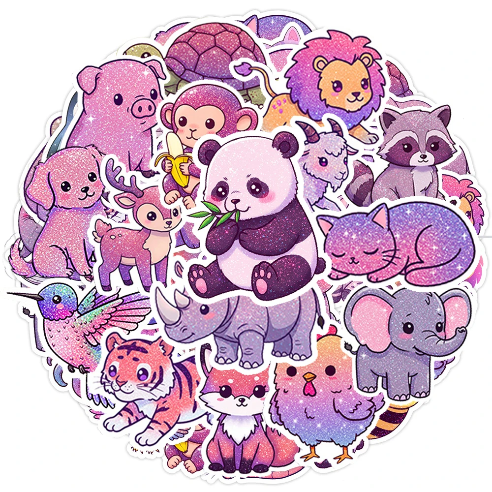 

10/30/50pcs Cartoon Cute Purple Aniaml Stickers Aesthetic Star Animals Decals DIY Scrapbook Suitcase Guitar Kawaii Vinyl Sticker