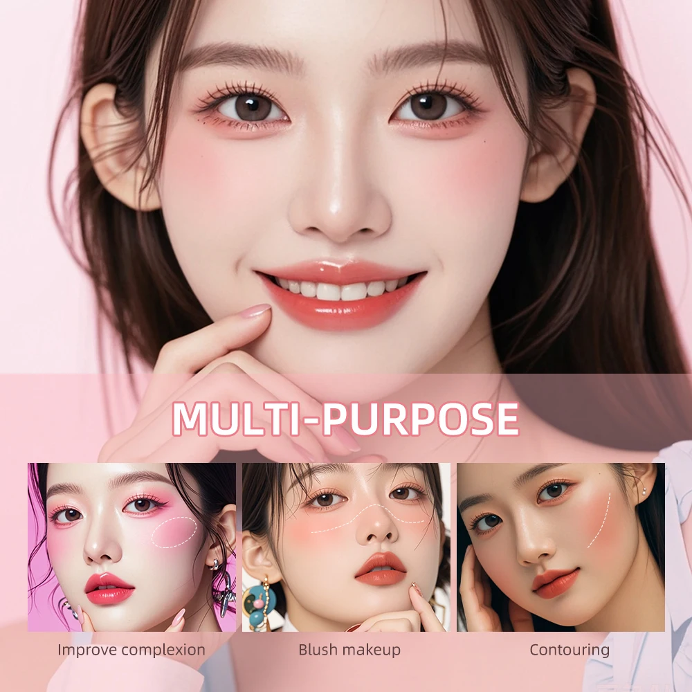 لينة الضباب أحمر الخدود عصا الوجه أحمر الخدود الربت مسحوق أحمر الخدود للخدود لطيف الكورية نمط مقاوم للماء أحمر الخدود الإسفنج فرشاة رئيس 3 ألوان