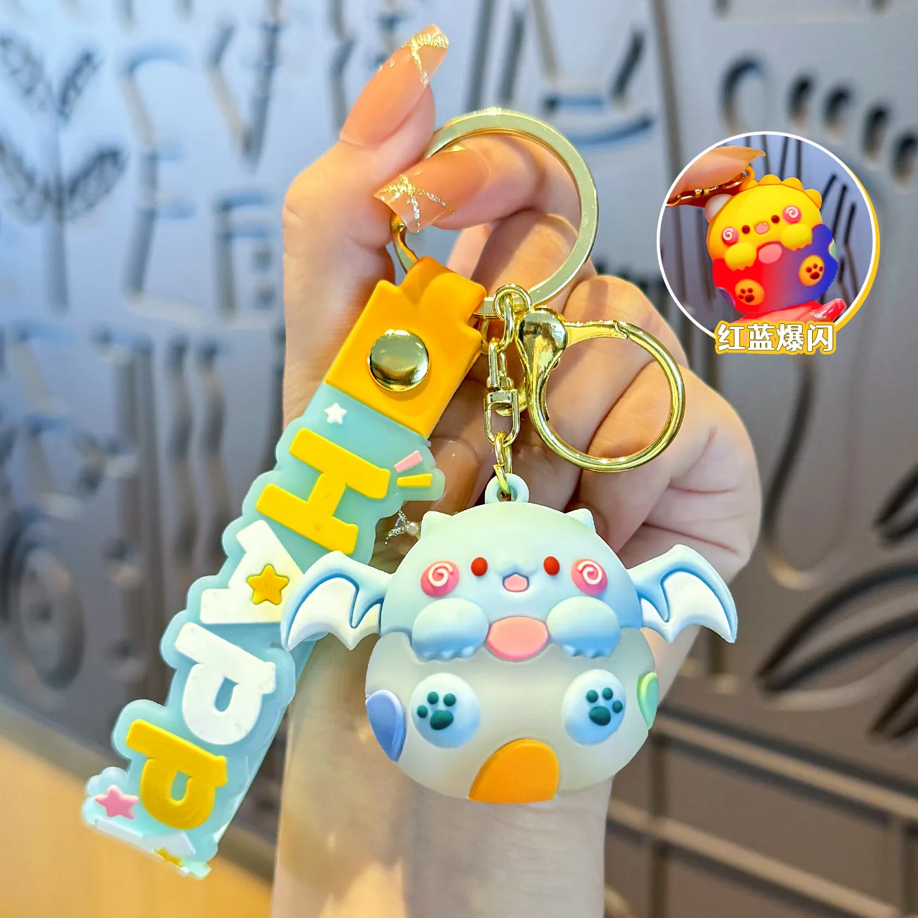 Creative Dinosaur Egg Keychain Cartoon Luminous Kawaii Dinosaur Baby Animal Pendant Keyring Cute Ornament for Women Men Backpack image 4
