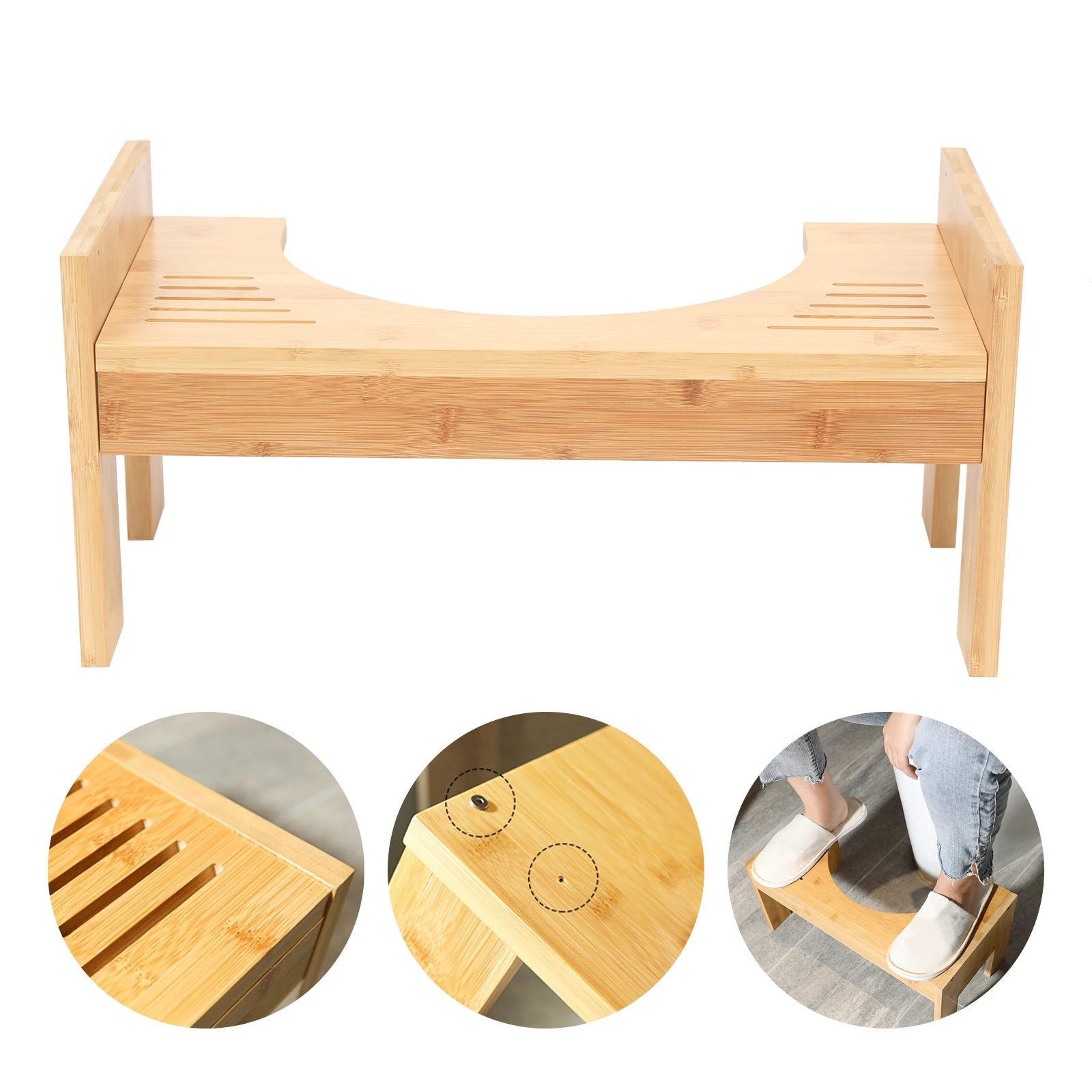 

Toilet Stool Chair And Toilet Aid With 7-9 Inch Bamboo Steps For Relieving Constipation And Hemorrhoids In The Elderly