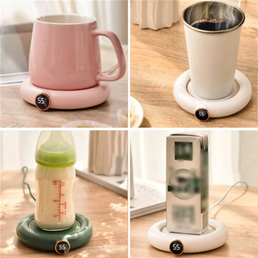 Portable USB Cup Warmer Coffee Mug Heating Coaster Smart Temperature Milk Tea Water Cup Heaters Heating Pad For Home Office Gift