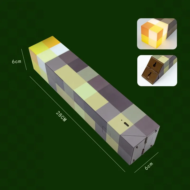 Minecraft الشعلة ضوء الليل الإبداعية أنيمي بكسل شمعدانات جدارية MC الشعلة نموذج المدى ضوء تأثيري الدعائم لعبة هدايا عيد ميلاد الاطفال