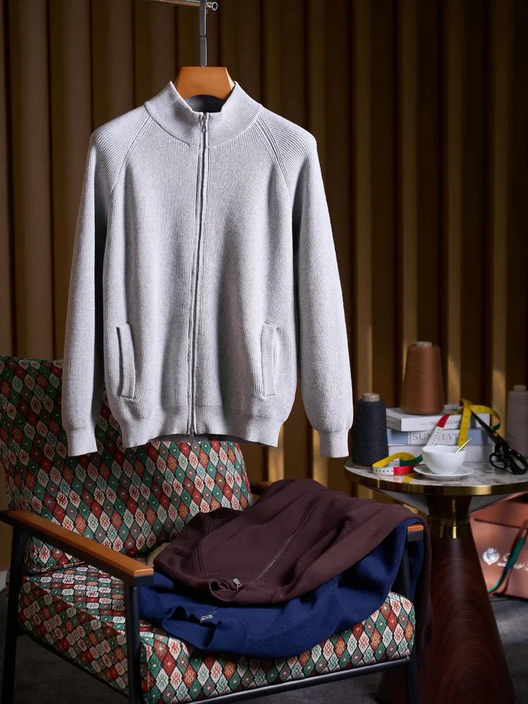 BC old money wind semi-turtleneck wool top men's casual sweater jacket