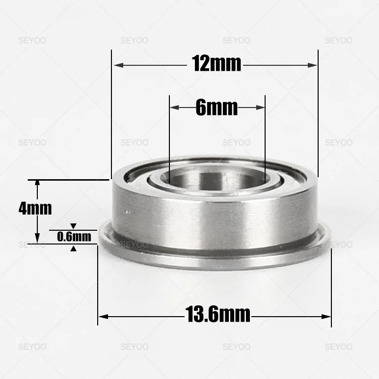 2PCS Cupper Bearings with Baffle Step Cup Bearings SMF126ZZ FLF1260ZZ6*12*4 mm Stainless Steel Flange Bearings