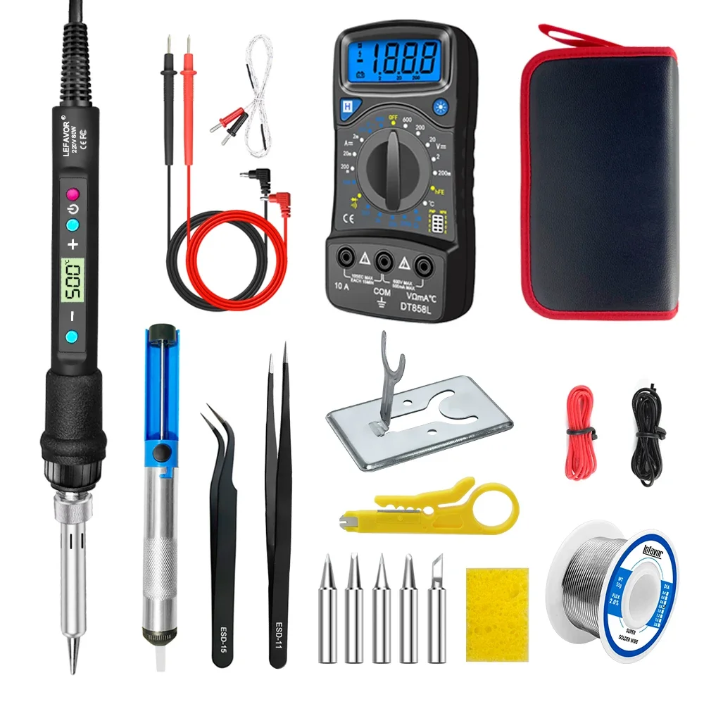 LEFAVOR 80W Digitale display soldeerbout lassen set C/F schakelende kalibratie temperatuur 100-500C thuis reparatie DIY