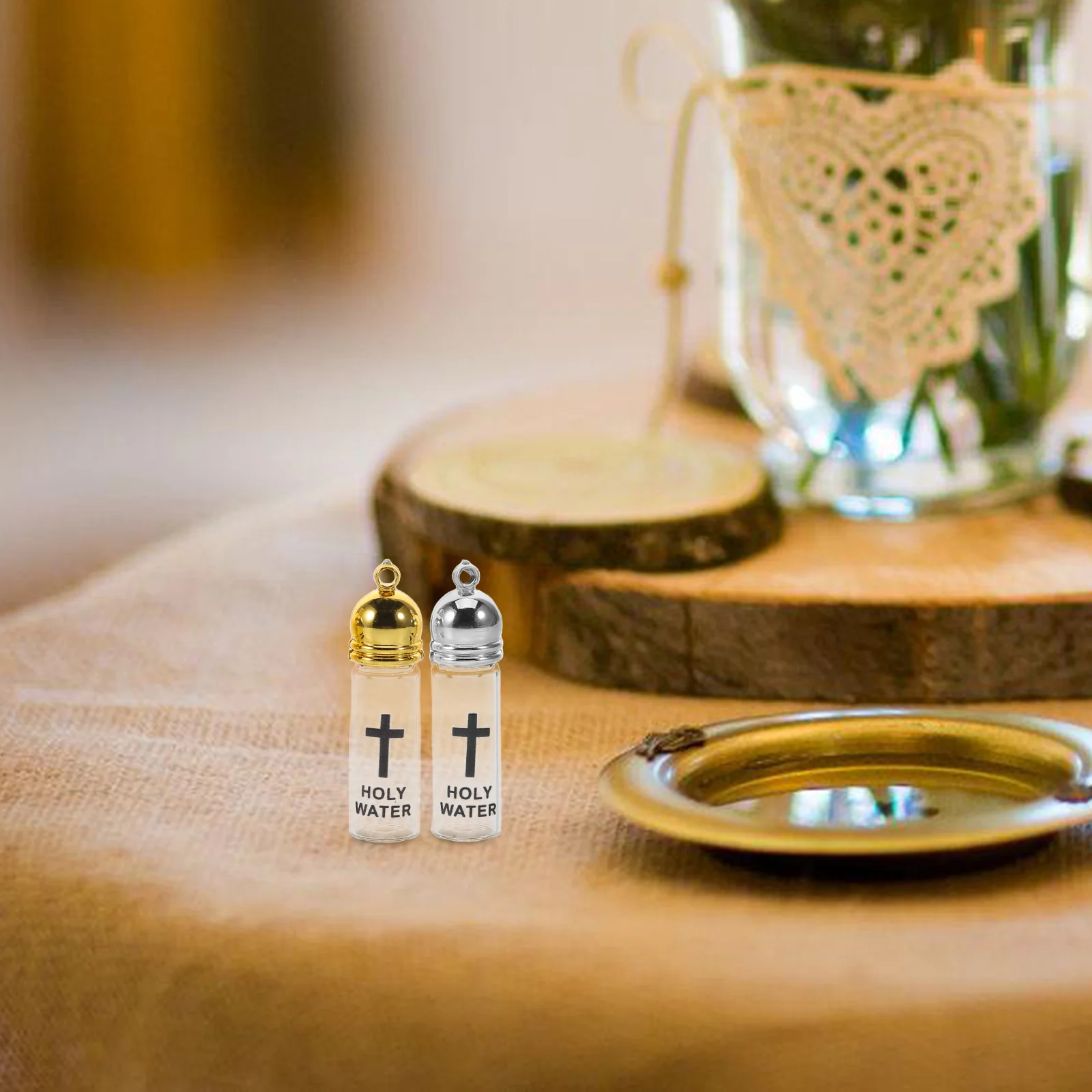 4Pcs Small Holy Water Bottles Glass for Baptism Ceremony Christian Religious Use Refillable Empty Decoration Church Favors