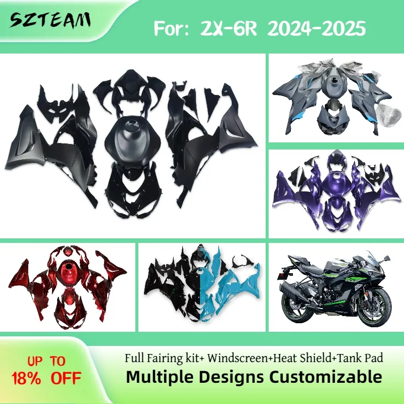 

Для Kawasaki ZX-6R 2024 2025 популярный стиль обтекатели мотоцикла, комплект впрыска, набор чехлов, 100% новые аксессуары ZX6R 24 25