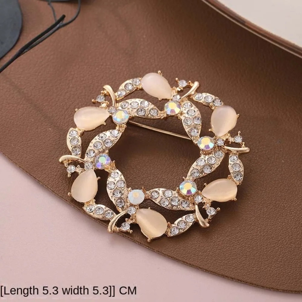 Gift Opal Stone Flower Pearl Brooch Anti-glare Butterfly Rhinestone Brooch Headscarf Accessory Alloy Pin Women