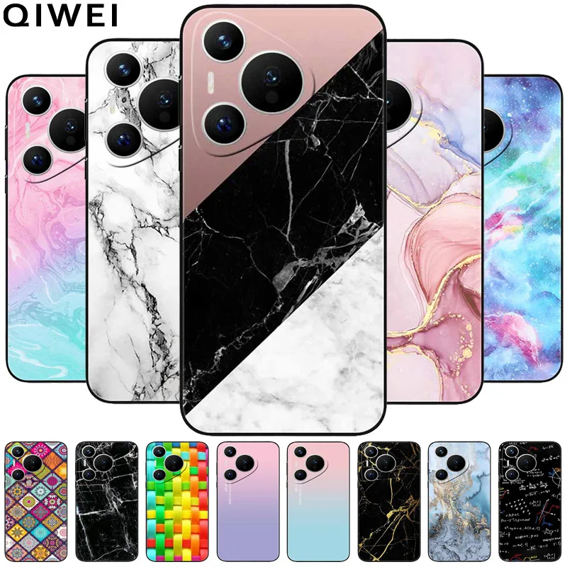 For Huawei Pura 70 / Pura70 Pro Case Soft Silicone Fashion Marble Shockproof Cover for Huawei Pura 70 Ultra P 70 Pro+ TPU Coque