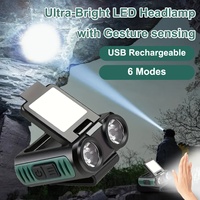 Induction Led Headlamp Cap Clip Light COB Rechargeable Head Flashlight Built-in Battery Headlight Head For Fishing Camping