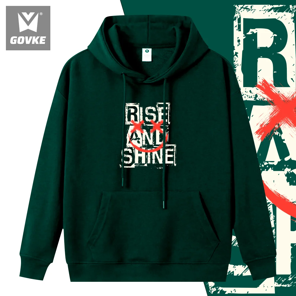 Rise and Shine Smile Graphic Autumn and Winter Individuality Brand Hoodie Men's Hoodies Christmas Style Comfortable Sweatshirt