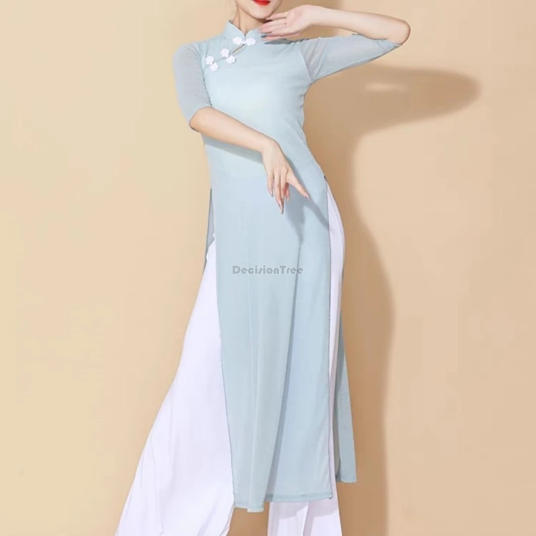 2025 بلون الجنية مزاجه الصينية الرقص تشيباو مجموعة الرجعية الأدب الفن زن الملابس بسيطة أنيقة الشاش يوجو الملابس #4