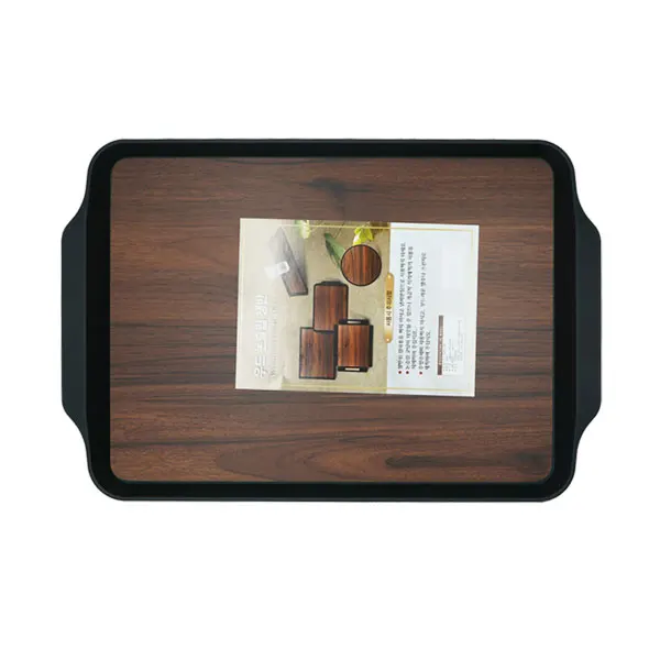 Serving tray cafe tray kitchen wood non-slip handle tray