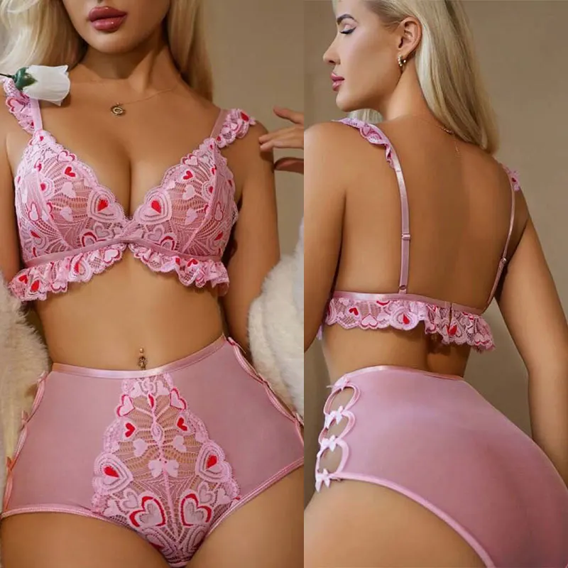 Meisjes Mooie Dunne Bh Set Zachte Dames Ademend Ondergoed Fancy Sexy Bh en Panty Set Thuis Nachtkleding Lingerie Sets