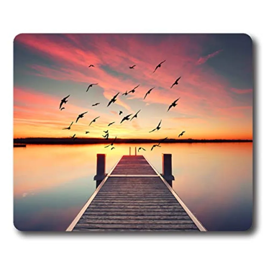 

Mouse Pad A Wooden Pier on The Pond at Sunset Mouse Mat Non-Slip Rubber Mousepad