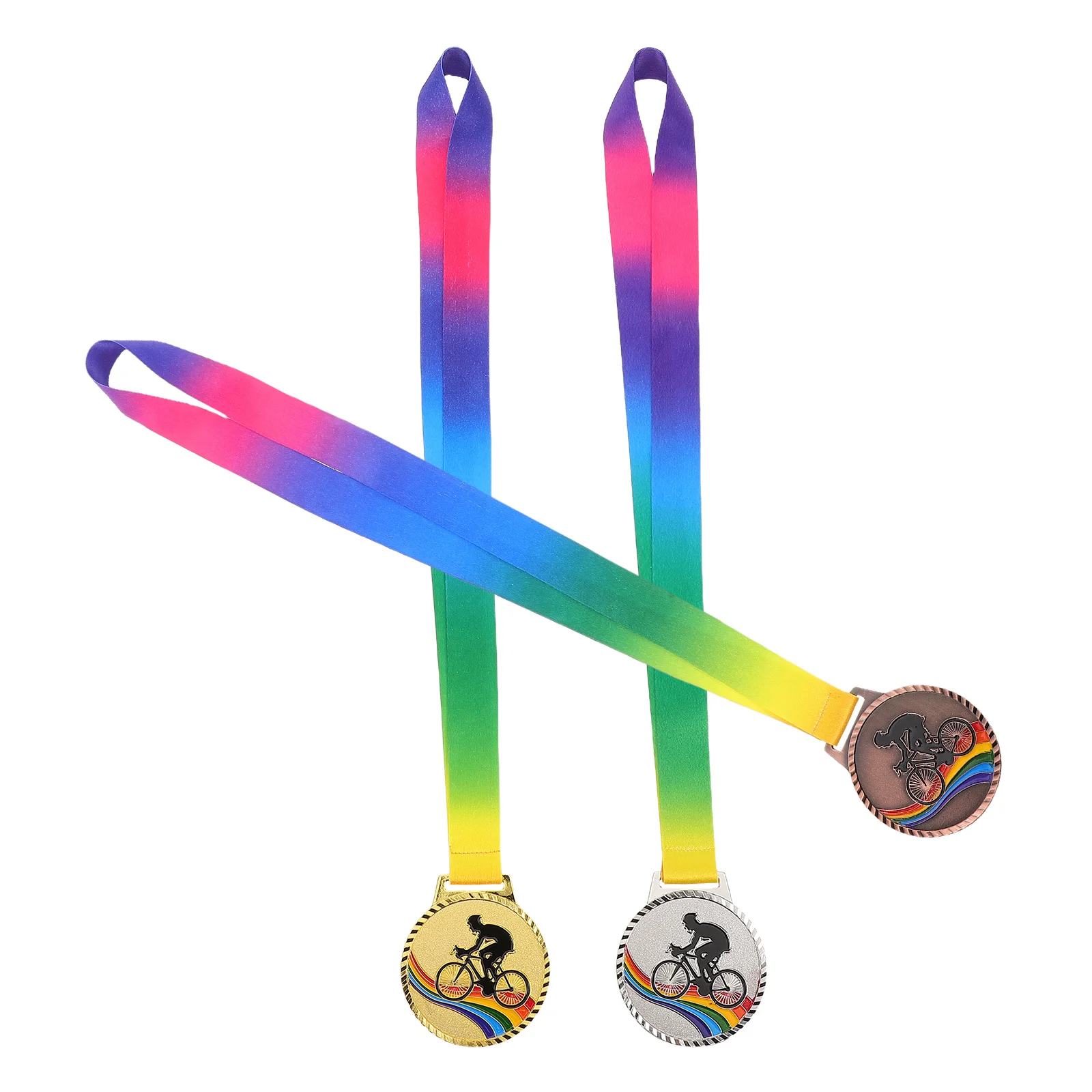 

3 Pcs Bicycle Competition Medals 1st Winner Race Award Ribbon Universal First Place Zinc Alloy Gold Championship Child