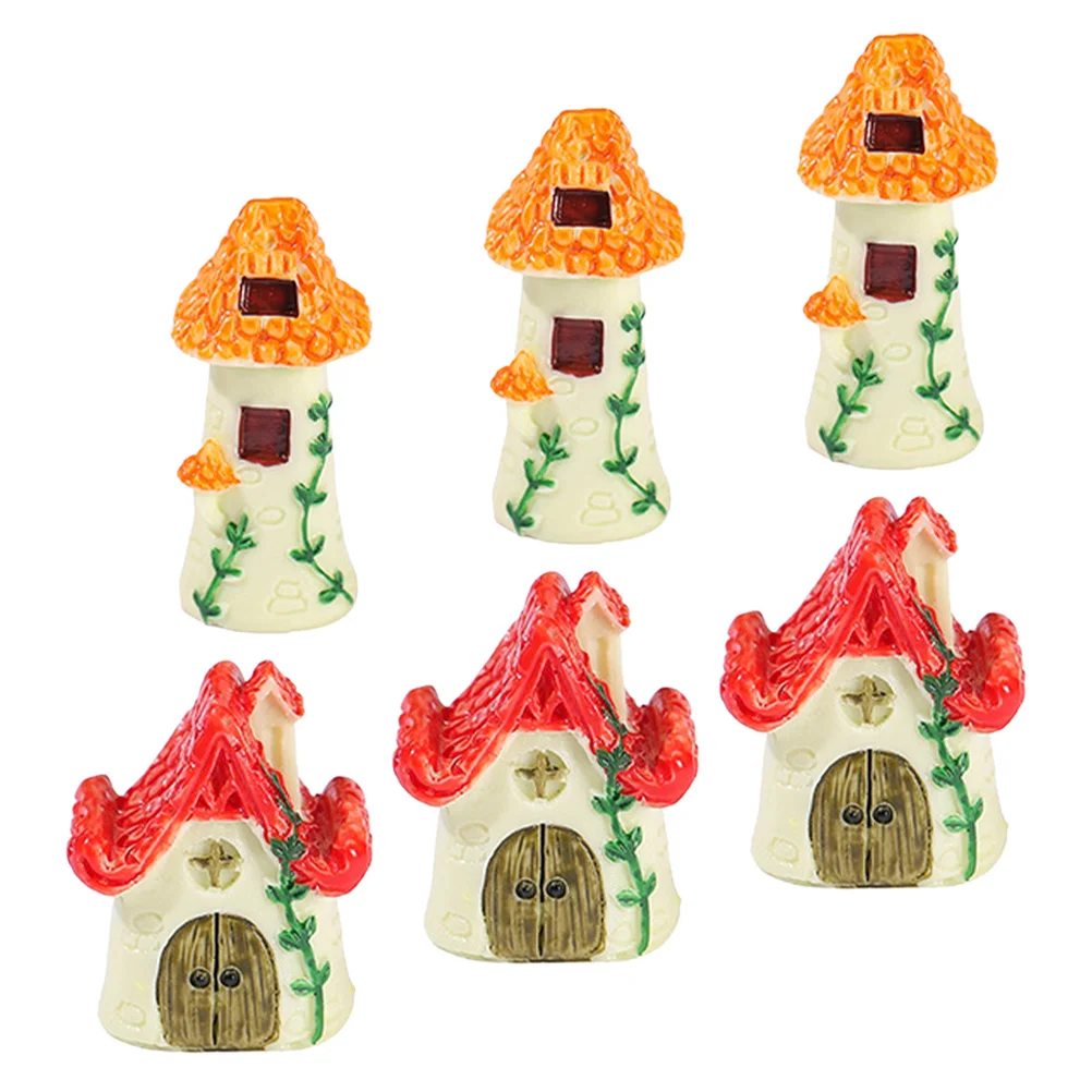 6 قطع من ديكور الحديقة الصغيرة المصنوعة من الراتنج مع تفاصيل واقعية لتزيين المناظر الطبيعية خفيفة الوزن لسطح المكتب في الفناء