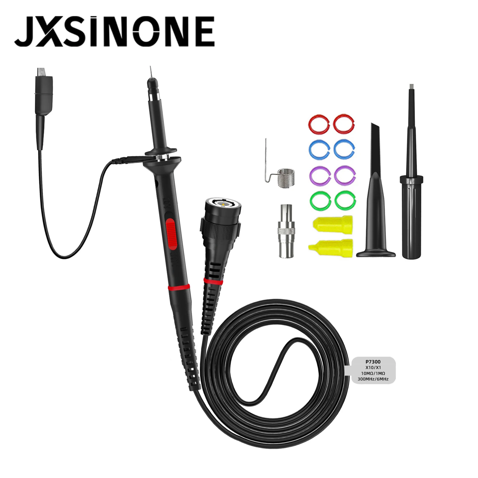 JXSINONE  P7300 1PCS Oscilloscope Probe 300MHz BNC Protective Cap Scope Probe X1/X10 DC-300MHz 10:1