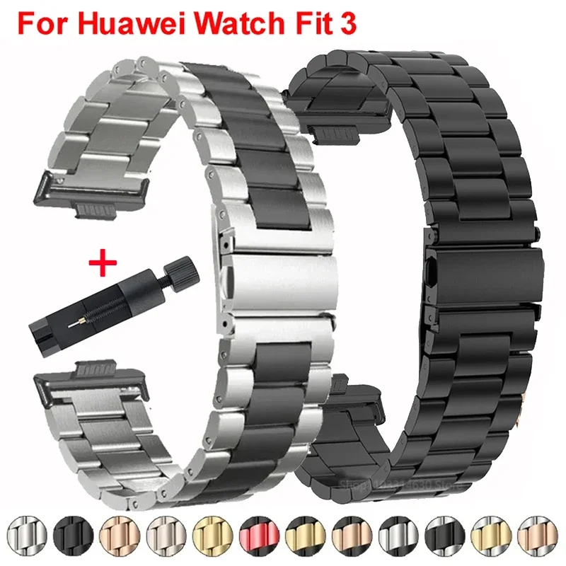 Stainless Steel Strap For Huawei Watch Fit 3 Bracelet Metal Band Replacement Wristband For Huawei Watch Fit 2 Smartwatch Corrrea