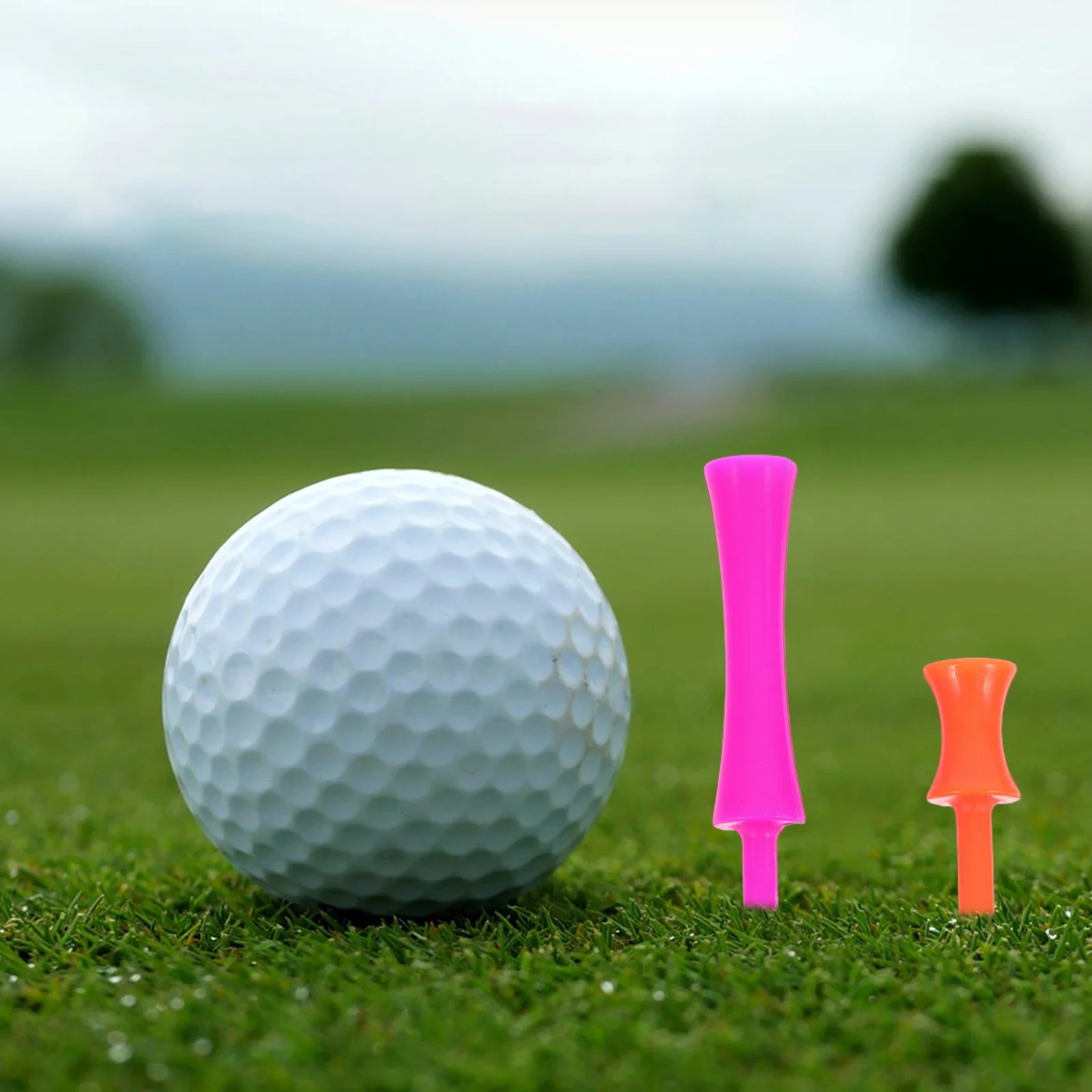 Zestaw 40 tee golfowych, 4 rozmiary: 78 mm, 68 mm, 48 mm, 41 mm, różowe, czerwone, tee stopniowane, plastikowe tee w kształcie zamku do driving range.