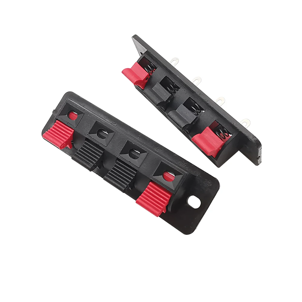 WP4 4 Positions Audio Connector Spring Terminal 4 Way Push in Audio Speaker Cable Wiring Test Clip Socket Red Black