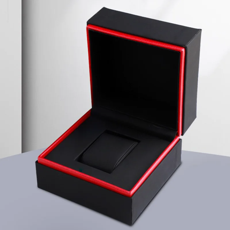 High End Black Red Mixed Color Smooth PU Leather Watch Storage Packaging Case Box Jewelry Storage Gift Box Free Custom Logo