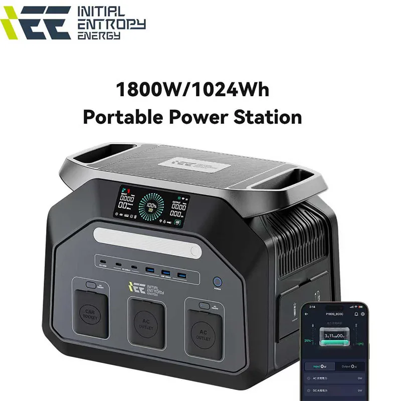Image of IEE P1800 Tragbare Powerstation 1800W/1024Wh LiFePO4-Batterie Solar-Generator | 0-80% in 45 Minuten. Ladegerät, 11 Anschlüsse, App, Tragbare Powerstation für Camping, Wohnmobile, Notstromversorgung