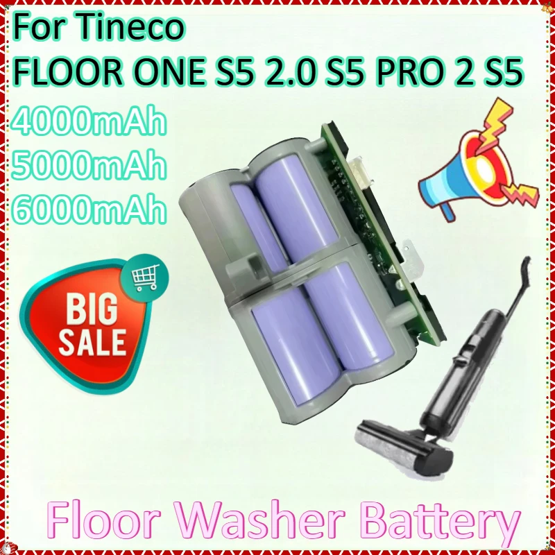 

New 21.6V 6000mAh Replacement Battery for Tineco FLOOR ONE S5 2.0 S5 PRO 2 S5 Steam Smart Floor Scrubber Accessories Parts