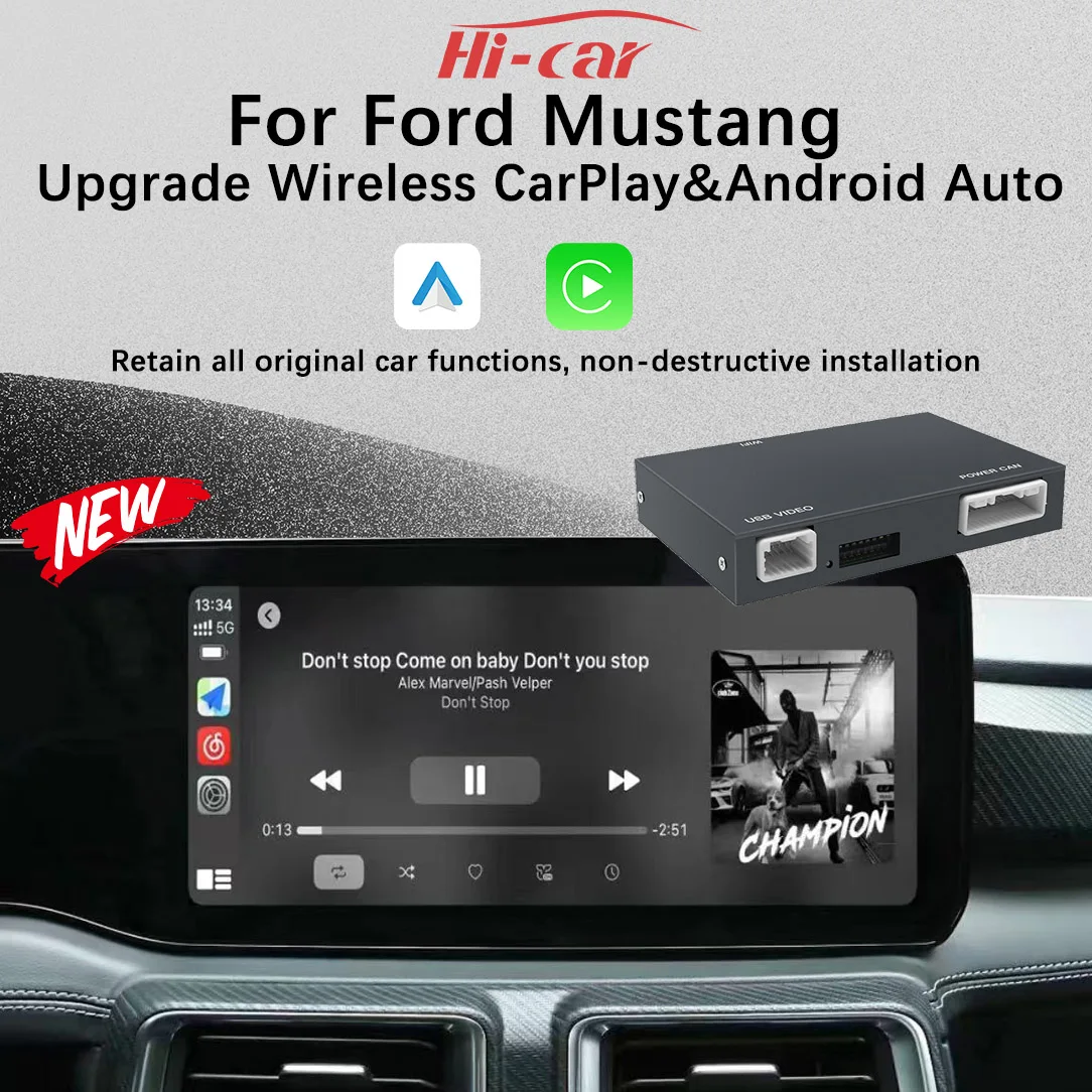 

Беспроводной автомобильный центральный экран CarPlay для Ford Mustang 2023-2024